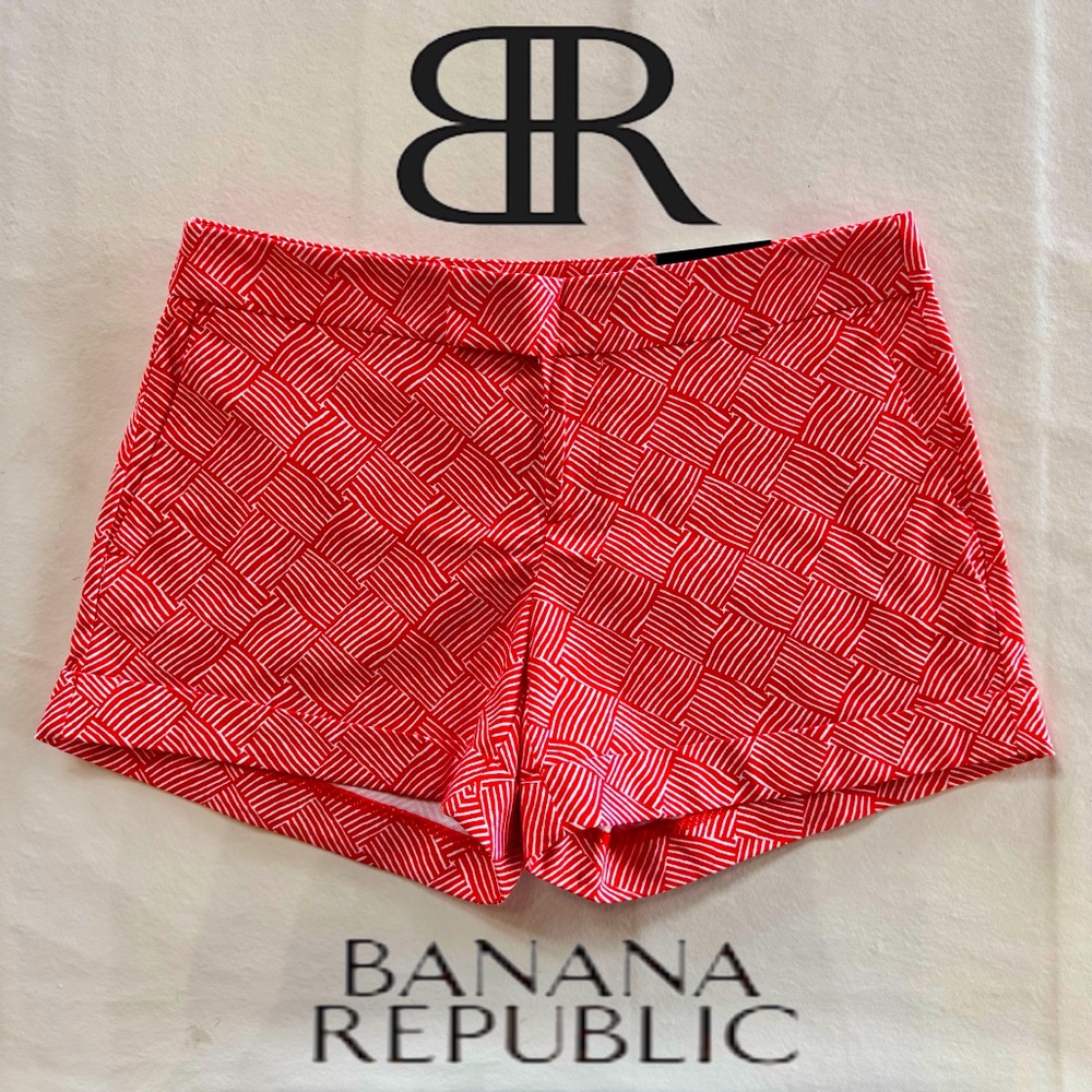 Banana Republic Geometric Red High Waist Shorts